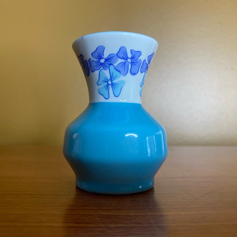 Leart Brazil porcelain mini vase / vintage aqua blue mini vase